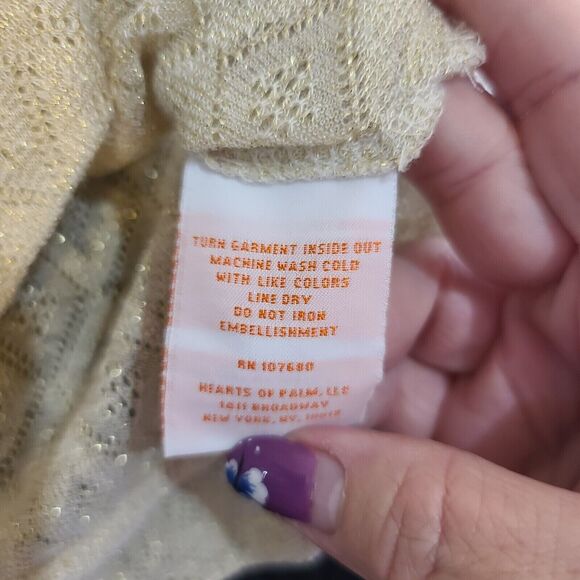 Hearts Of Palm Womens Top Light Tan Size PM Polyester Blend Pullover Sheer - Picture 7 of 12